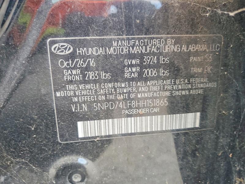 Продаж на аукціоні авто 2017 Hyundai Elantra, vin: 5NPD74LF8HH151865, номер лоту: 65111436