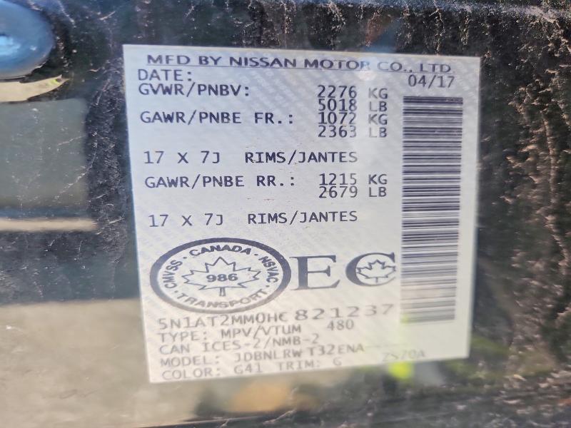 63218586 :رقم المزاد ، 5N1AT2MM0HC821237 vin ، 2017 Nissan Rogue مزاد بيع