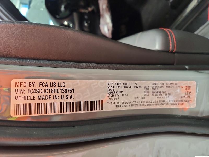 Aukcja sprzedaży 2024 Dodge Durango, vin: 1C4SDJCT8RC139751, numer aukcji: 65296726