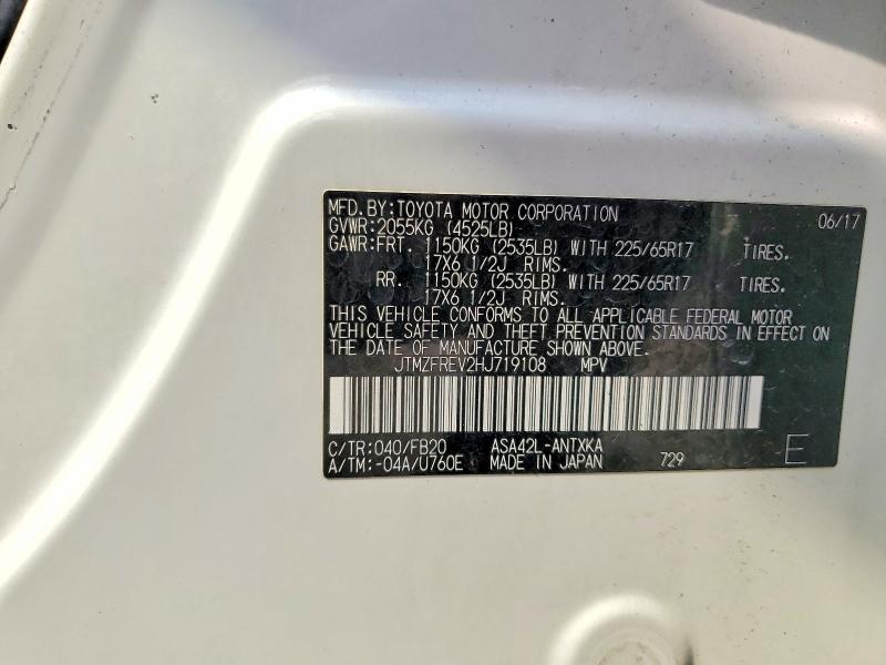 63698126 :رقم المزاد ، JTMZFREV2HJ719108 vin ، 2017 Toyota Rav4 مزاد بيع