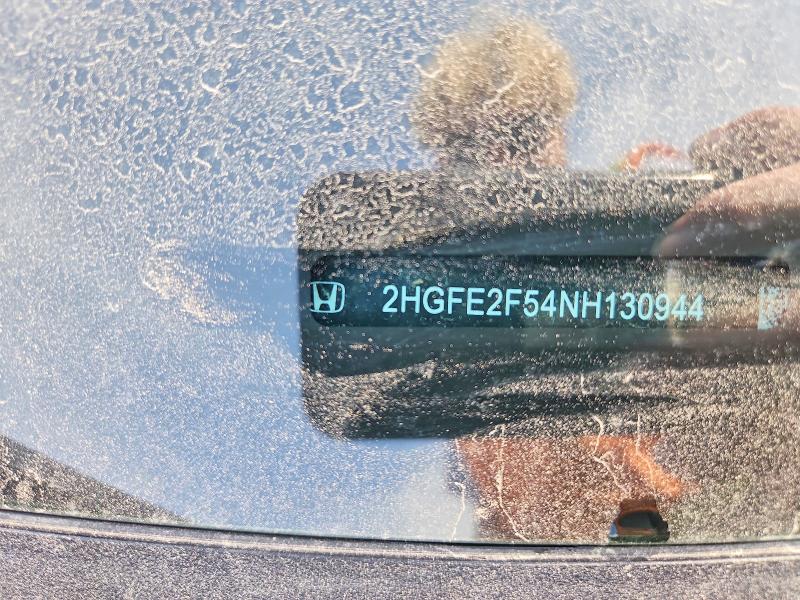 2022 Honda Civic მანქანა იყიდება აუქციონზე, vin: 2HGFE2F54NH130944, აუქციონის ნომერი: 64208046