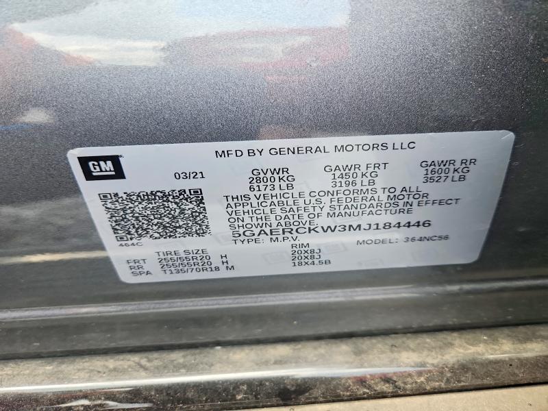 Продаж на аукціоні авто 2021 Buick Enclave, vin: 5GAERCKW3MJ184446, номер лоту: 64048306