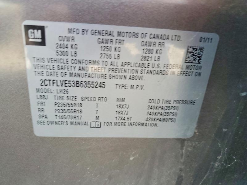 Aukcja sprzedaży 2011 Gmc Terrain, vin: 2CTFLVE53B6355245, numer aukcji: 63773466