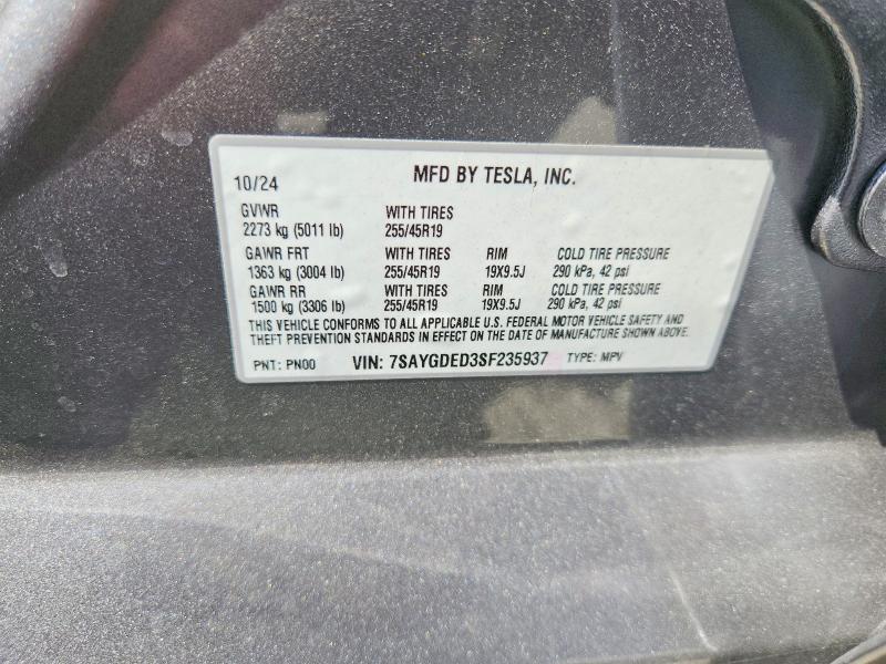 Aukcja sprzedaży 2025 Tesla Model Y, vin: 7SAYGDED3SF235937, numer aukcji: 64036526