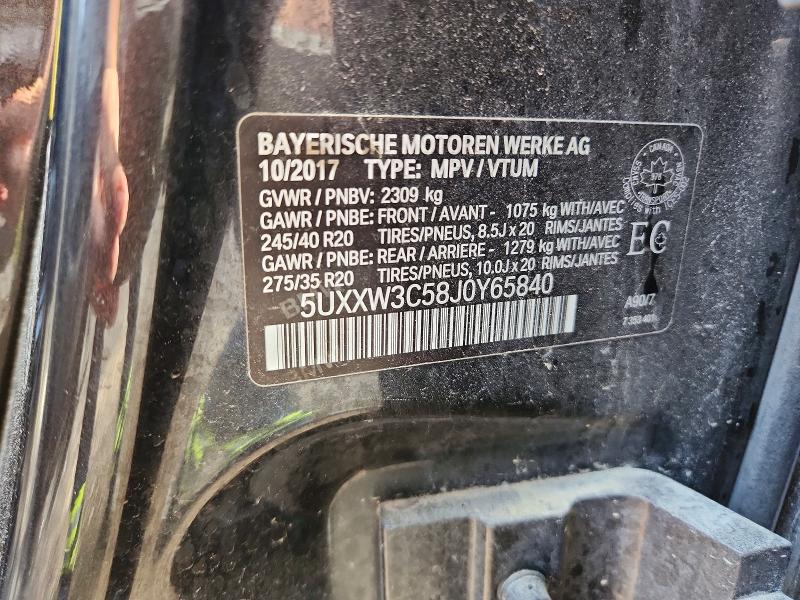 2018 Bmw X4 მანქანა იყიდება აუქციონზე, vin: 5UXXW3C58J0Y65840, აუქციონის ნომერი: 61814286