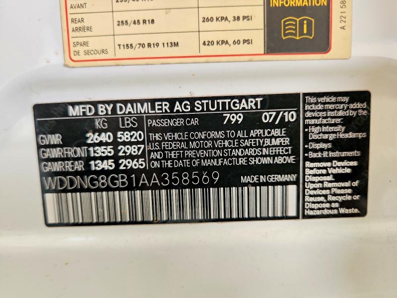 Aukcja sprzedaży 2010 Mercedes-benz S, vin: WDDNG8GB1AA358569, numer aukcji: 65014216