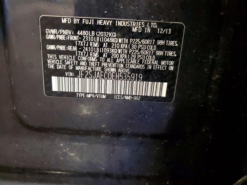 Продажа на аукционе авто 2014 Subaru Forester, vin: JF2SJAEC0EH535919, номер лота: 63339026