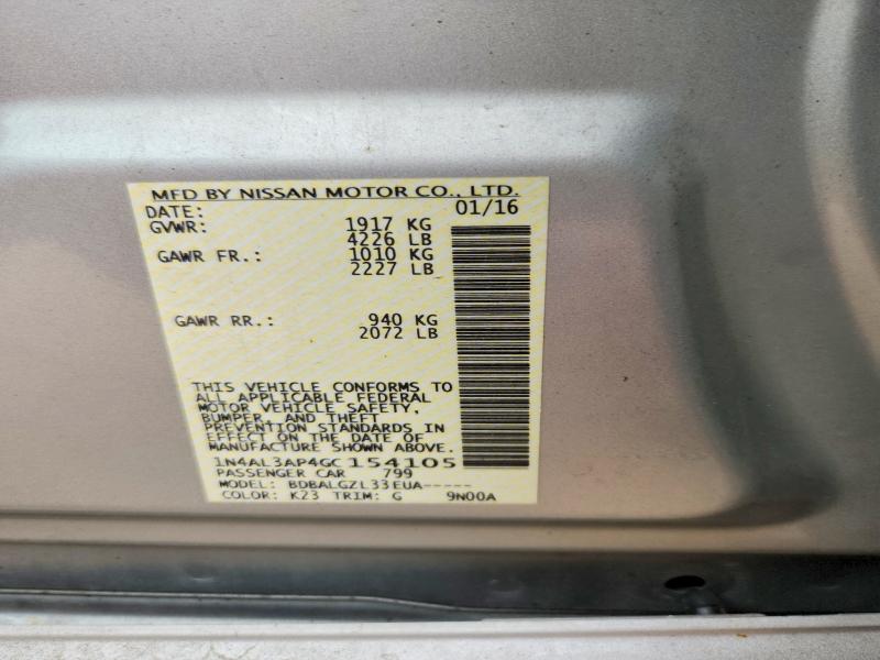 Продаж на аукціоні авто 2016 Nissan Altima, vin: 1N4AL3AP4GC154105, номер лоту: 63852216