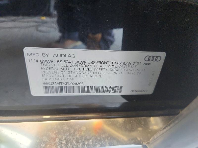 Aukcja sprzedaży 2015 Audi A8, vin: WAU32AFDXFN026203, numer aukcji: 65529346