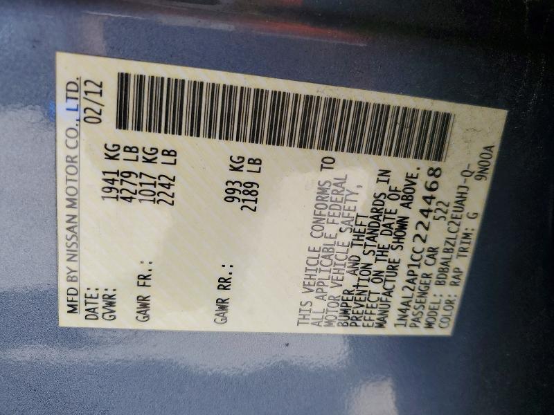 Aukcja sprzedaży 2012 Nissan Altima, vin: 1N4AL2AP1CC224468, numer aukcji: 66074866