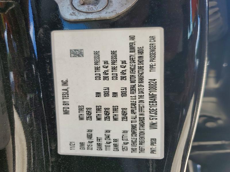 Aukcja sprzedaży 2022 Tesla Model 3, vin: 5YJ3E1EB4NF108824, numer aukcji: 64893566