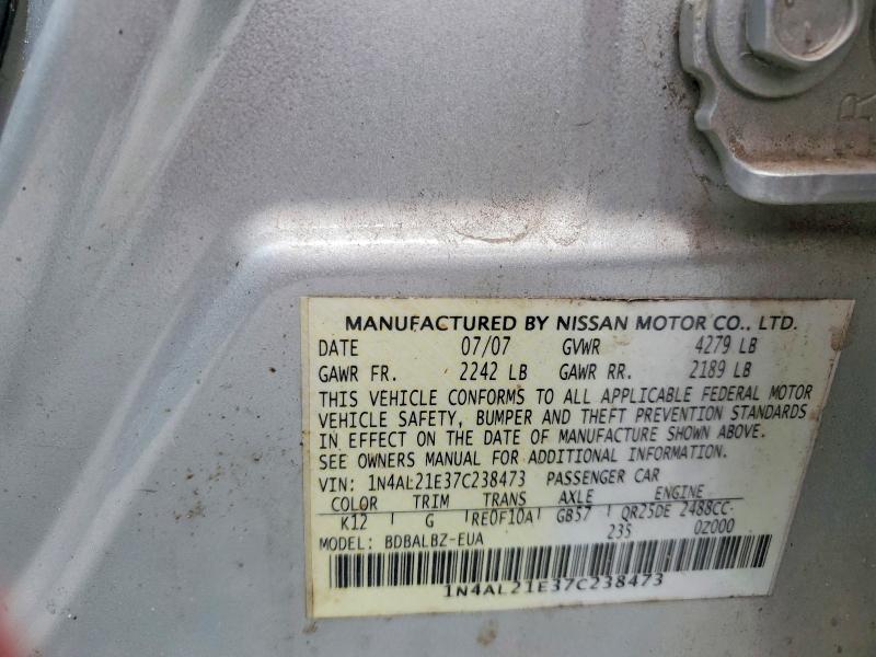 63035726 :رقم المزاد ، 1N4AL21E37C238473 vin ، 2007 Nissan Altima مزاد بيع