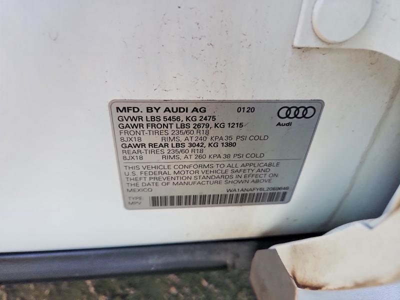 2020 Audi Q5 მანქანა იყიდება აუქციონზე, vin: WA1ANAFY6L2059646, აუქციონის ნომერი: 63652996