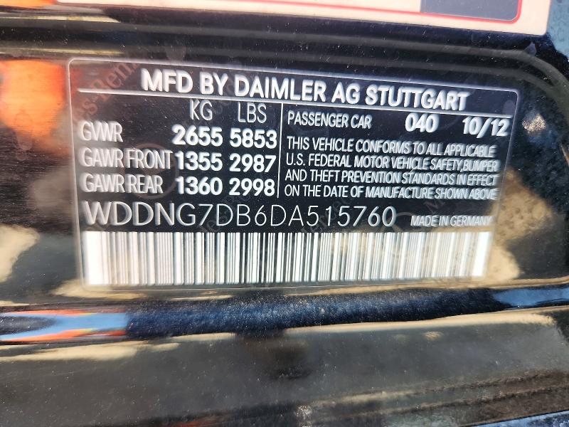 65139186 :رقم المزاد ، WDDNG7DB6DA515760 vin ، 2013 Mercedes-benz S مزاد بيع