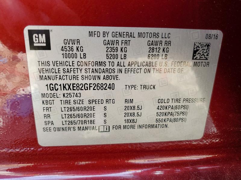 Aukcja sprzedaży 2016 Chevrolet Silverado, vin: 1GC1KXE82GF268240, numer aukcji: 66458706