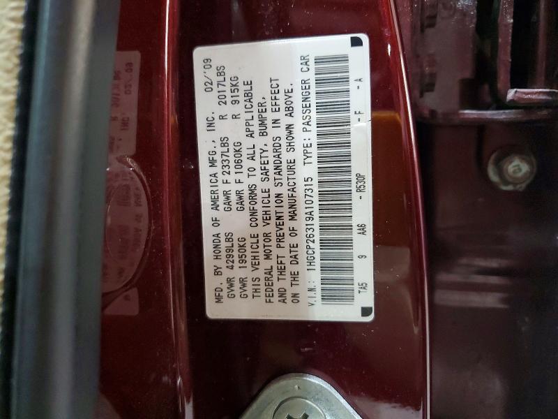 Aukcja sprzedaży 2009 Honda Accord, vin: 1HGCP26319A107315, numer aukcji: 63746906