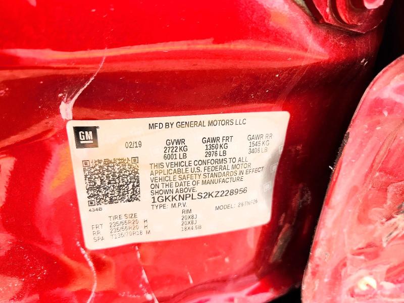 Aukcja sprzedaży 2019 Gmc Acadia, vin: 1GKKNPLS2KZ228956, numer aukcji: 65927636