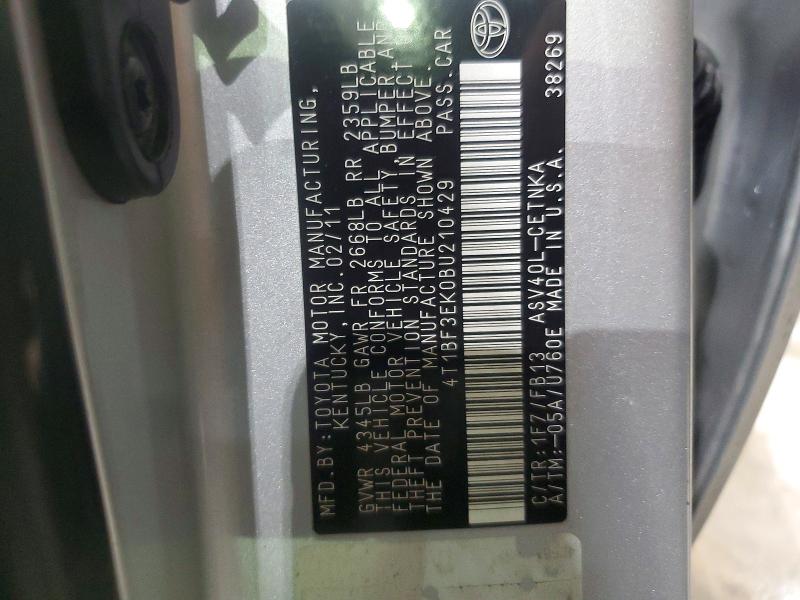 Aukcja sprzedaży 2011 Toyota Camry, vin: 4T1BF3EK0BU210429, numer aukcji: 65742276