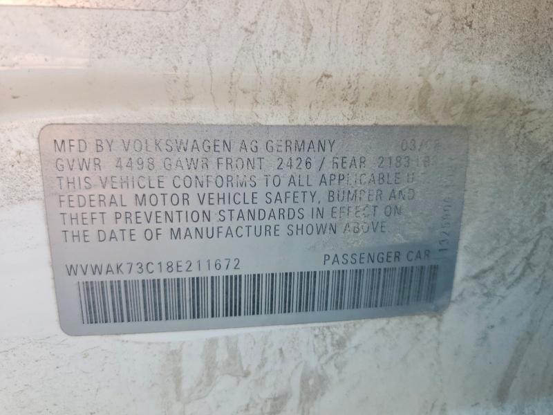 66869306 :رقم المزاد ، WVWAK73C18E211672 vin ، 2008 Volkswagen Passat مزاد بيع