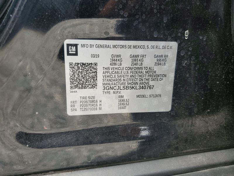 Продаж на аукціоні авто 2019 Chevrolet Trax, vin: 3GNCJLSB5KL340767, номер лоту: 64609506