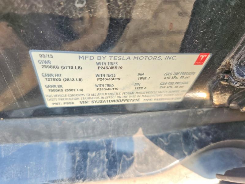 Продаж на аукціоні авто 2013 Tesla Model S, vin: 5YJSA1DN0DFP07916, номер лоту: 64949786