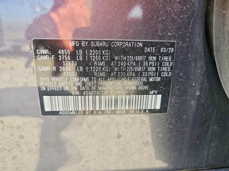 Продажа на аукционе авто 2020 Subaru Outback, vin: 4S4BTACC9L3209991, номер лота: 65937876