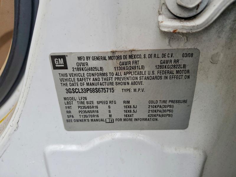 2008 Saturn Vue მანქანა იყიდება აუქციონზე, vin: 3GSCL33P68S675715, აუქციონის ნომერი: 63865556