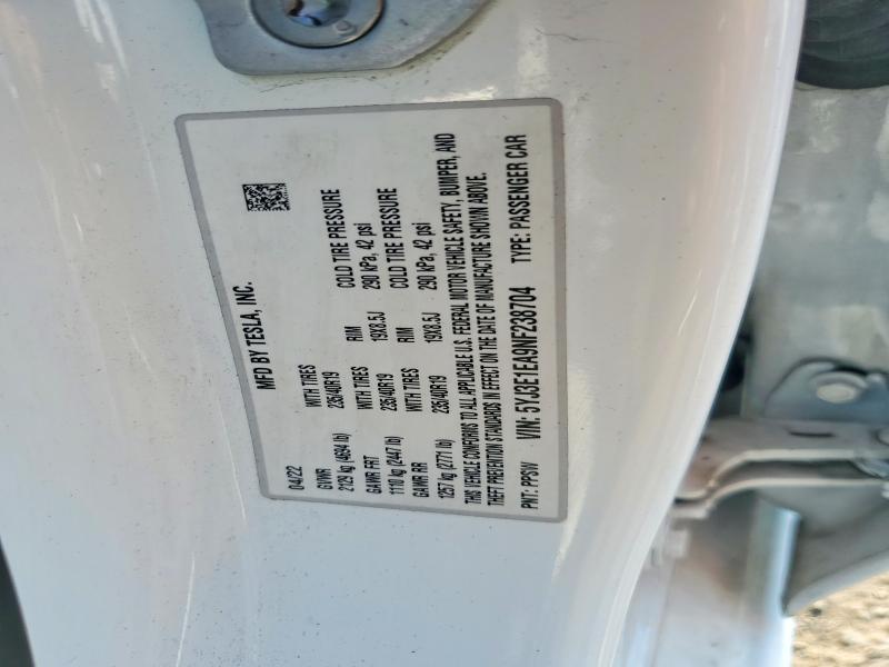 2022 Tesla Model 3 მანქანა იყიდება აუქციონზე, vin: 5YJ3E1EA9NF238704, აუქციონის ნომერი: 64091066