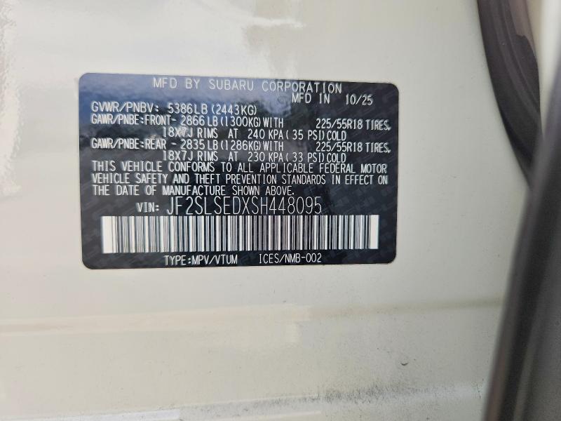 66903606 :رقم المزاد ، JF2SLSEDXSH448095 vin ، 2025 Subaru Forester مزاد بيع