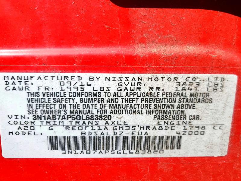 Aukcja sprzedaży 2016 Nissan Sentra, vin: 3N1AB7AP5GL683820, numer aukcji: 64984986