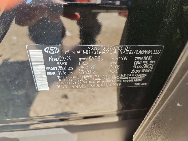 Aukcja sprzedaży 2023 Hyundai Santa Fe, vin: 5NMS3DAJ8PH641339, numer aukcji: 65410546