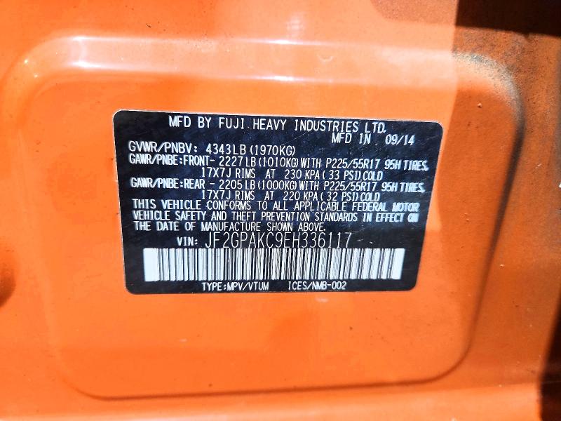 64848946 :رقم المزاد ، JF2GPAKC9EH336117 vin ، 2014 Subaru Xv Crosstrek مزاد بيع