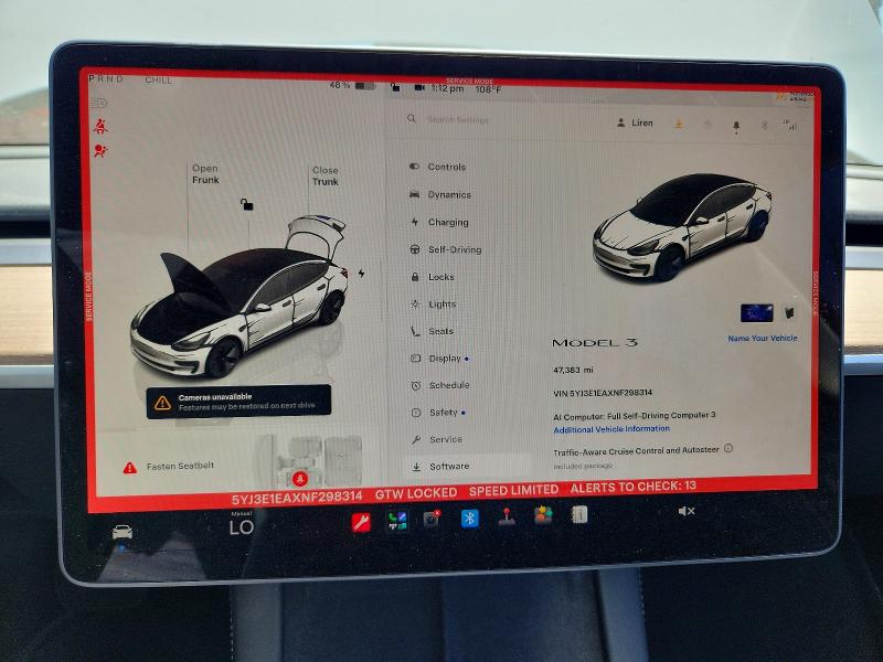 66148276 :رقم المزاد ، 5YJ3E1EAXNF298314 vin ، 2022 Tesla Model 3 مزاد بيع