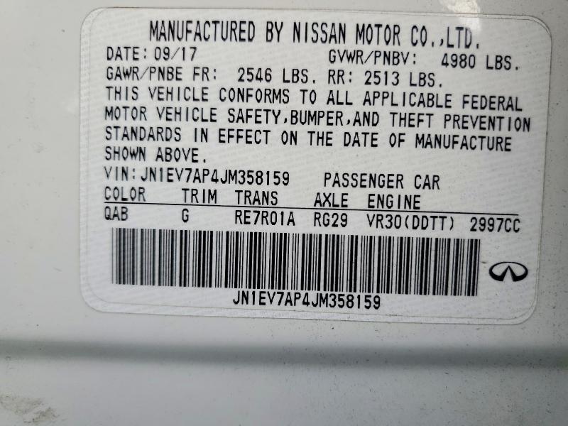 Auction sale of the 2018 Infiniti Q50, vin: JN1EV7AP4JM358159, lot number: 64946936