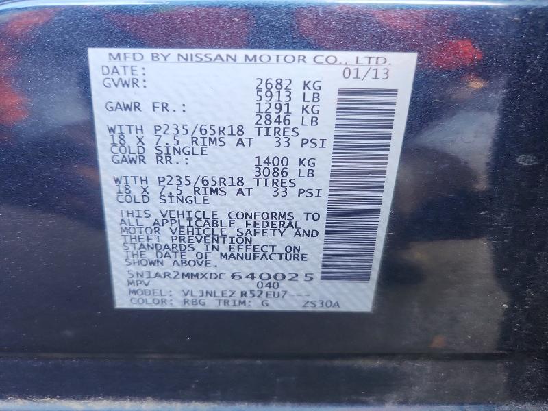 Aukcja sprzedaży 2013 Nissan Pathfinder, vin: 5N1AR2MMXDC640025, numer aukcji: 64048646