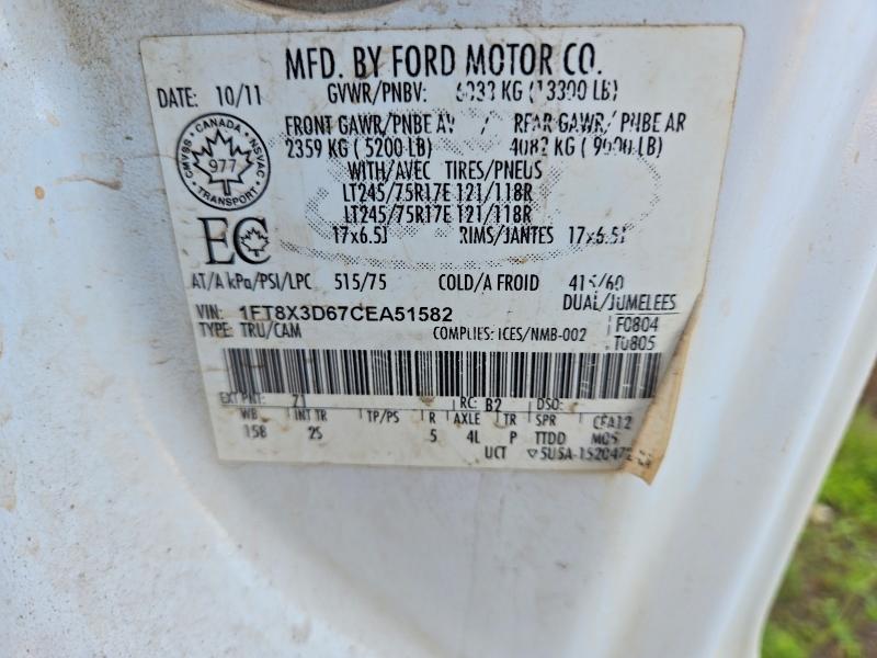 58363046 :رقم المزاد ، 1FT8X3D67CEA51582 vin ، 2012 Ford F350 مزاد بيع