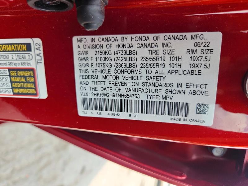 Aukcja sprzedaży 2022 Honda Cr-v, vin: 2HKRW2H91NH654763, numer aukcji: 64301936