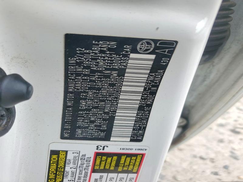 66663506 :رقم المزاد ، 2T1BU4EE3DC009005 vin ، 2013 Toyota Corolla مزاد بيع