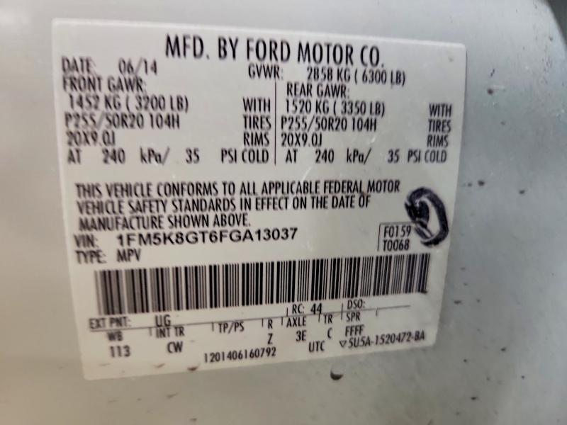 Продажа на аукционе авто 2015 Ford Explorer, vin: 1FM5K8GT6FGA13037, номер лота: 67031916
