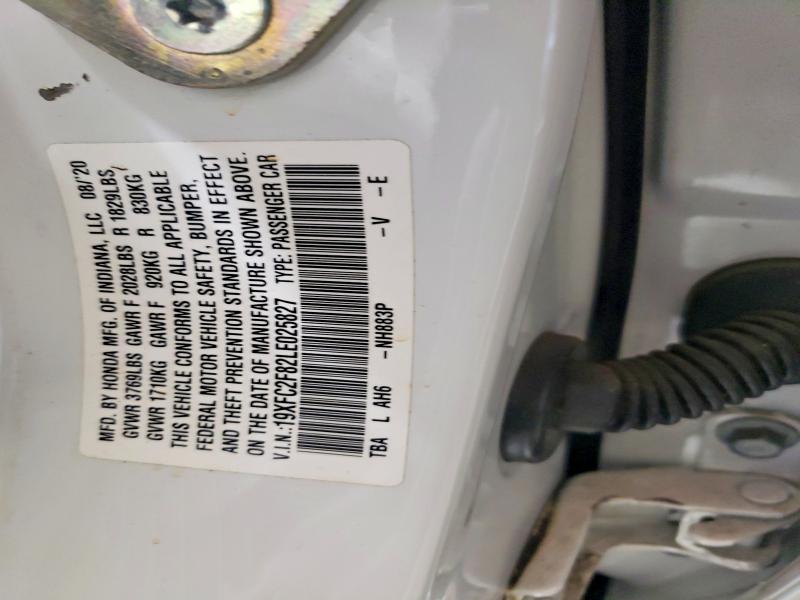 66754136 :رقم المزاد ، 19XFC2F82LE025827 vin ، 2020 Honda Civic مزاد بيع