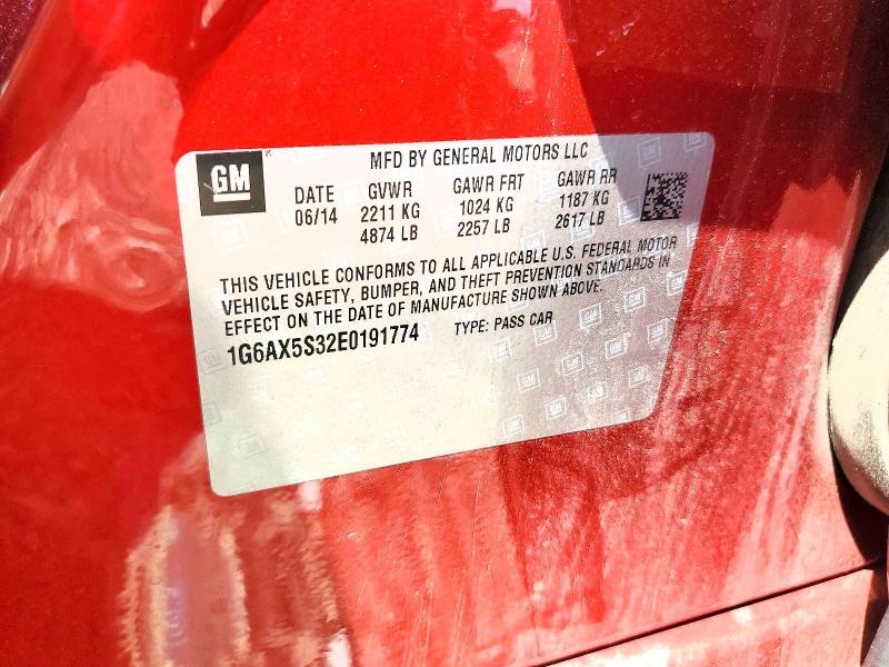 2014 Cadillac Cts მანქანა იყიდება აუქციონზე, vin: 1G6AX5S32E0191774, აუქციონის ნომერი: 63829706
