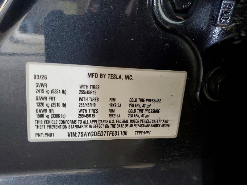 Aukcja sprzedaży 2026 Tesla Model Y, vin: 7SAYGDED7TF601108, numer aukcji: 65044206