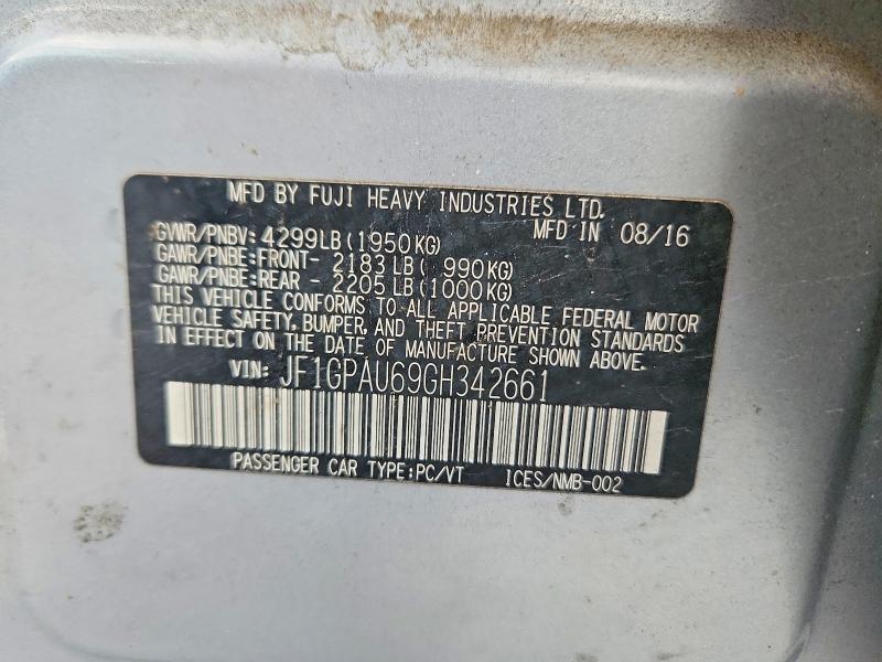 Aukcja sprzedaży 2016 Subaru Impreza, vin: JF1GPAU69GH342661, numer aukcji: 62102516