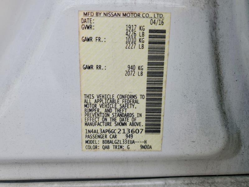 Aukcja sprzedaży 2016 Nissan Altima, vin: 1N4AL3AP6GC213607, numer aukcji: 64047986