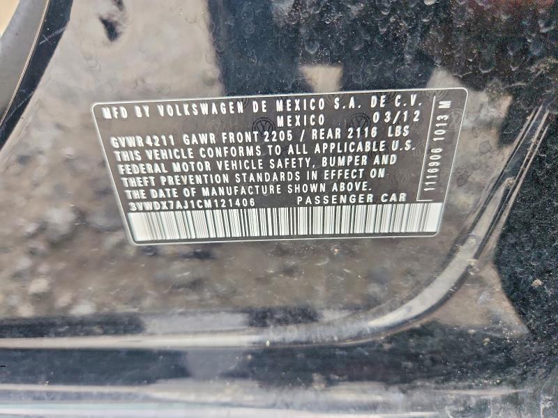 Aukcja sprzedaży 2012 Volkswagen Jetta, vin: 3VWDX7AJ1CM121406, numer aukcji: 66604966