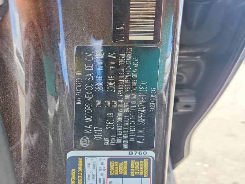 2017 Kia Forte მანქანა იყიდება აუქციონზე, vin: 3KPFK4A74HE111810, აუქციონის ნომერი: 65198846