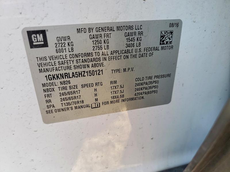63562946 :رقم المزاد ، 1GKKNRLA5HZ150121 vin ، 2017 Gmc Acadia مزاد بيع