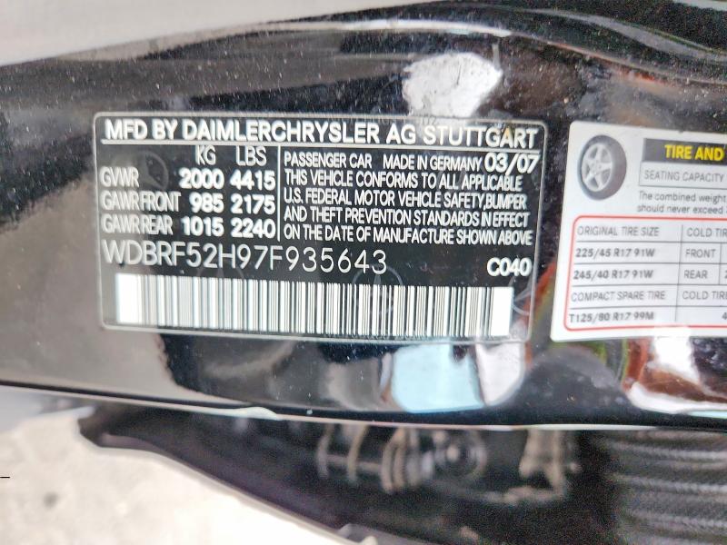Auction sale of the 2007 Mercedes-benz C, vin: WDBRF52H97F935643, lot number: 65297736