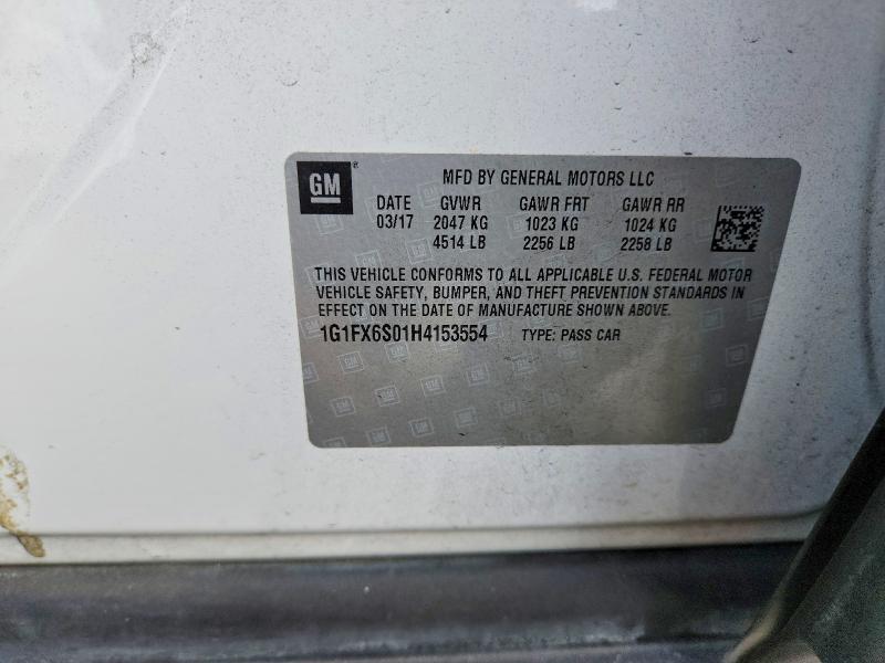 66576806 :رقم المزاد ، 1G1FX6S01H4153554 vin ، 2017 Chevrolet Bolt Ev مزاد بيع