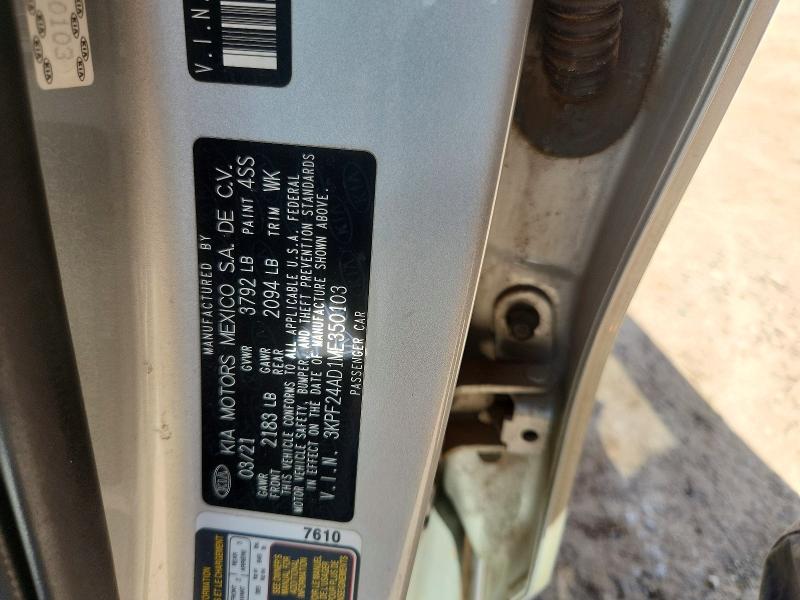 Aukcja sprzedaży 2021 Kia Forte, vin: 3KPF24AD1ME350103, numer aukcji: 65517066